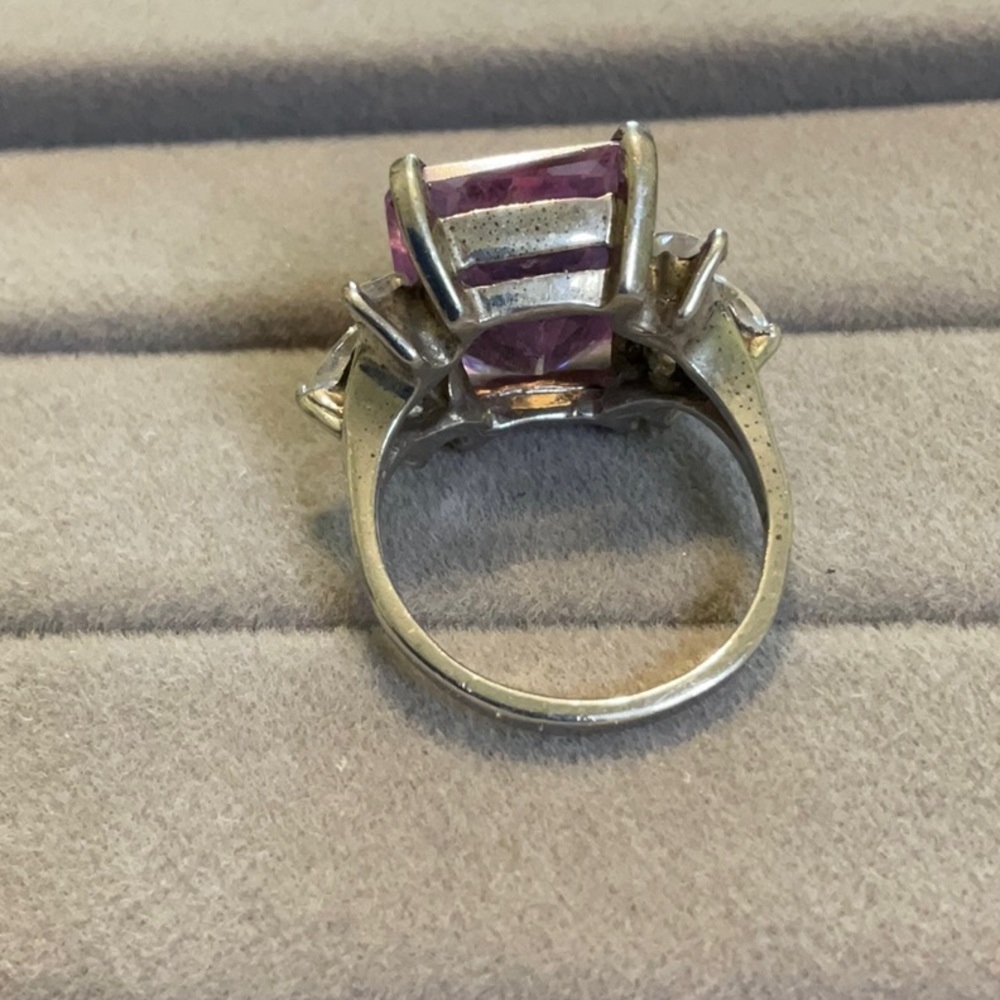 Large Rectangle Stone Sterling Silver Ring - image 4